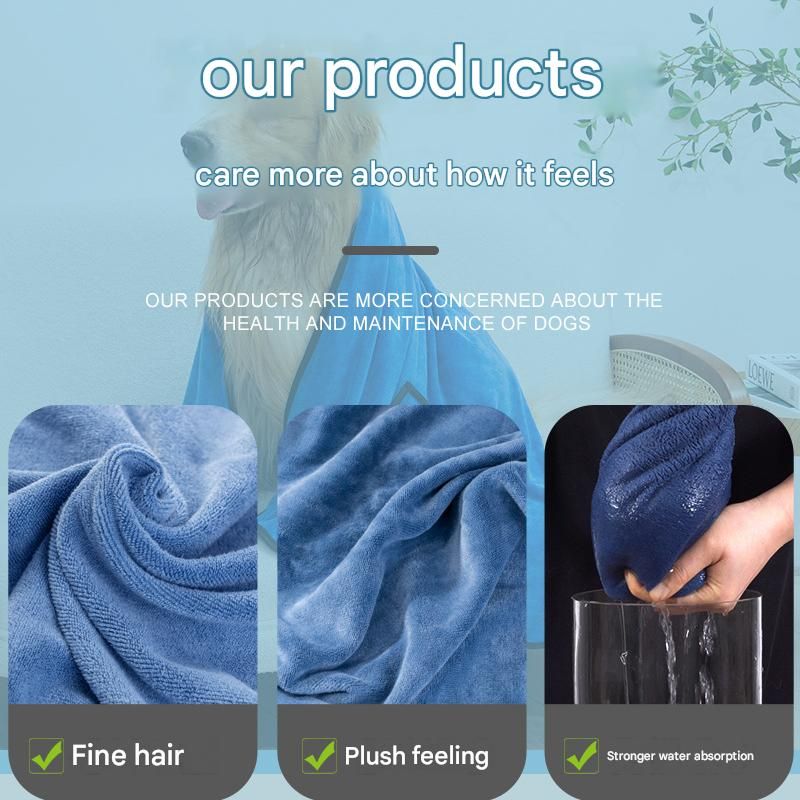 Grey 100*50cm icrofibre Pet Bath Towel with Hand Pockets - Super Absorbent Quick Dry Dog and Cat Drying Towel, Soft Grooming Blanket for Bathing, Cleaning and Everyday Pet Care