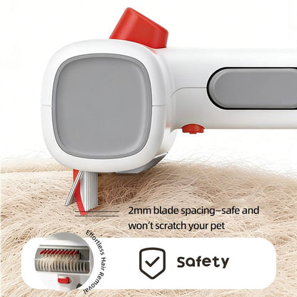 Pet Care Bundle Set – Black Adjustable Elevated Double Dog Bowl & White and Grey 2-in-1 Self-Cleaning Pet Grooming Comb, Stainless Steel Feeding Station and Deshedding Brush for Dogs & Cats