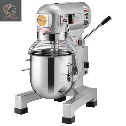 Commercial Food Mixer, 10L Commercial Stand Mixer with 3 Adjustable Speeds, 550W Dough Mixer with Stainless Steel Bowl and 3 Mixing Attachments, Ideal for Restaurant, Bakery, Pastry shop, Cafe
