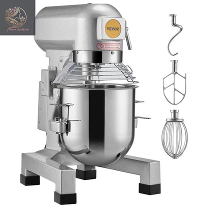 Commercial Food Mixer, 10L Commercial Stand Mixer with 3 Adjustable Speeds, 550W Dough Mixer with Stainless Steel Bowl and 3 Mixing Attachments, Ideal for Restaurant, Bakery, Pastry shop, Cafe