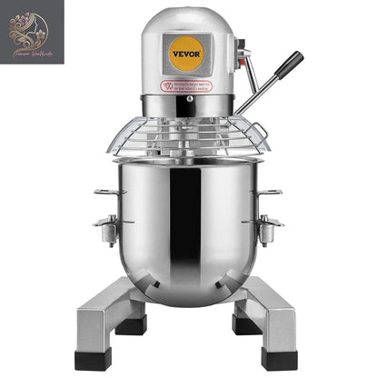 Commercial Food Mixer, 10L Commercial Stand Mixer with 3 Adjustable Speeds, 550W Dough Mixer with Stainless Steel Bowl and 3 Mixing Attachments, Ideal for Restaurant, Bakery, Pastry shop, Cafe