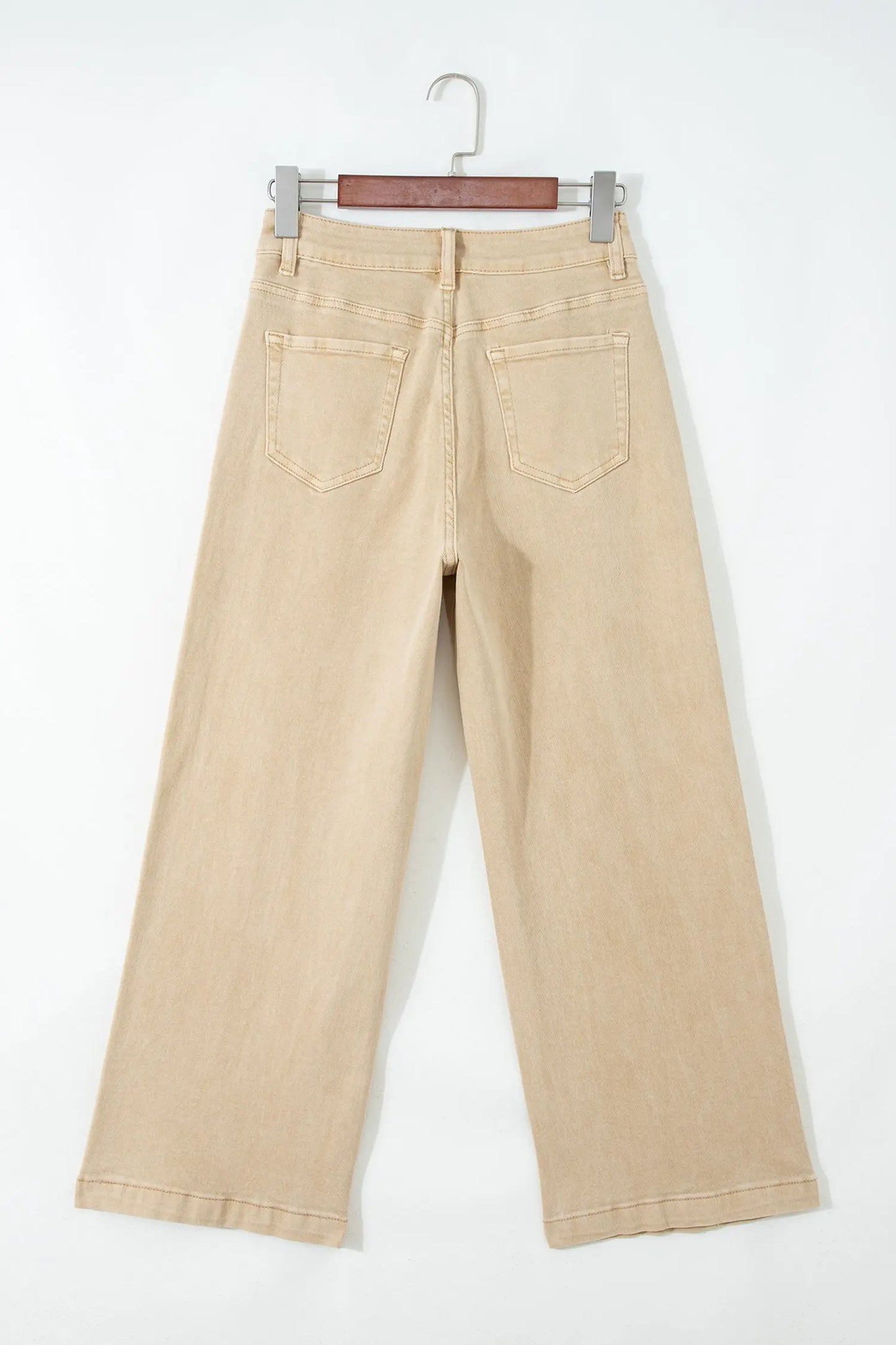 Red Sandalwood Solid Color Seamed Center Wide Leg Cropped Jeans Dear-Lover Dropshipping