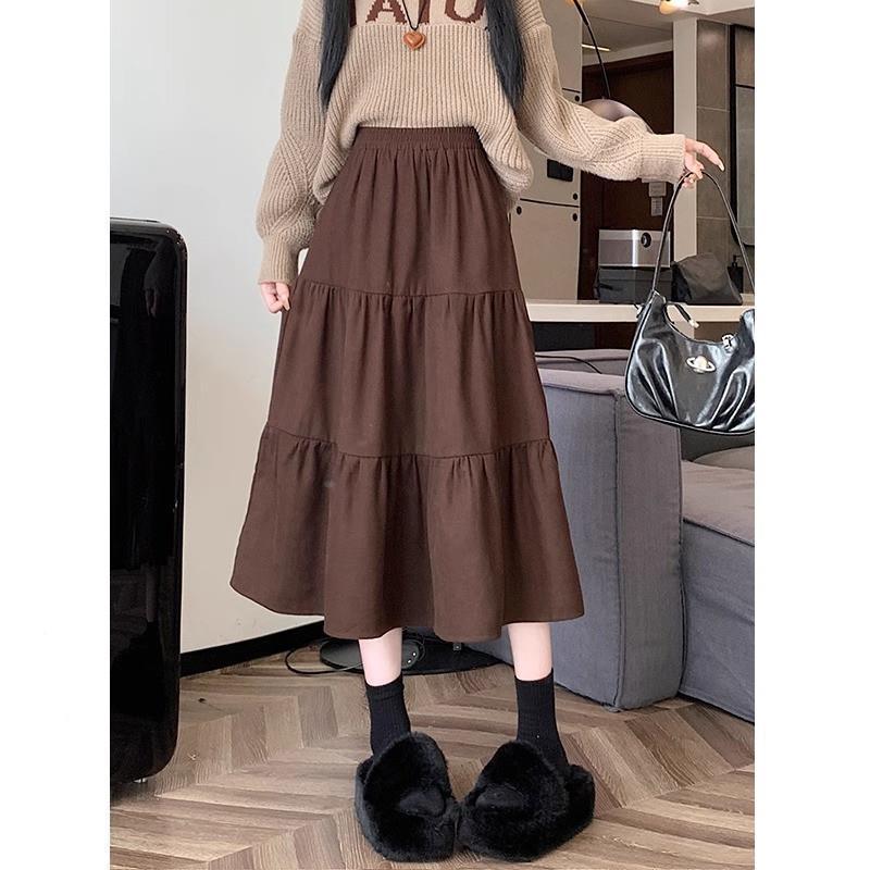 Women's High Waisted Versatile A-line Skirt With Large Hem