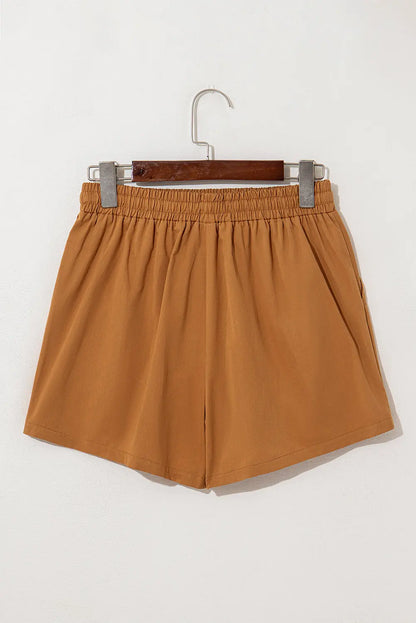 Khaki Embroidered Boho Tasseled Drawstring Elastic Waistband Casual shorts Dear-Lover Dropshipping