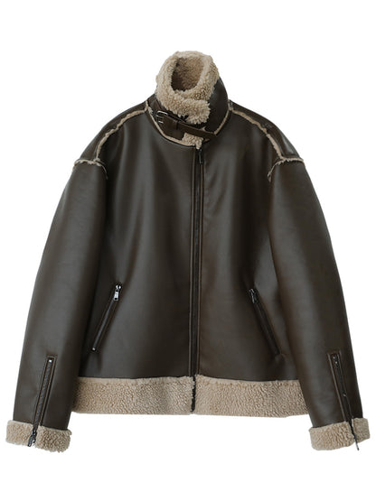 Lamb Wool Motorcycle Jacket For Women