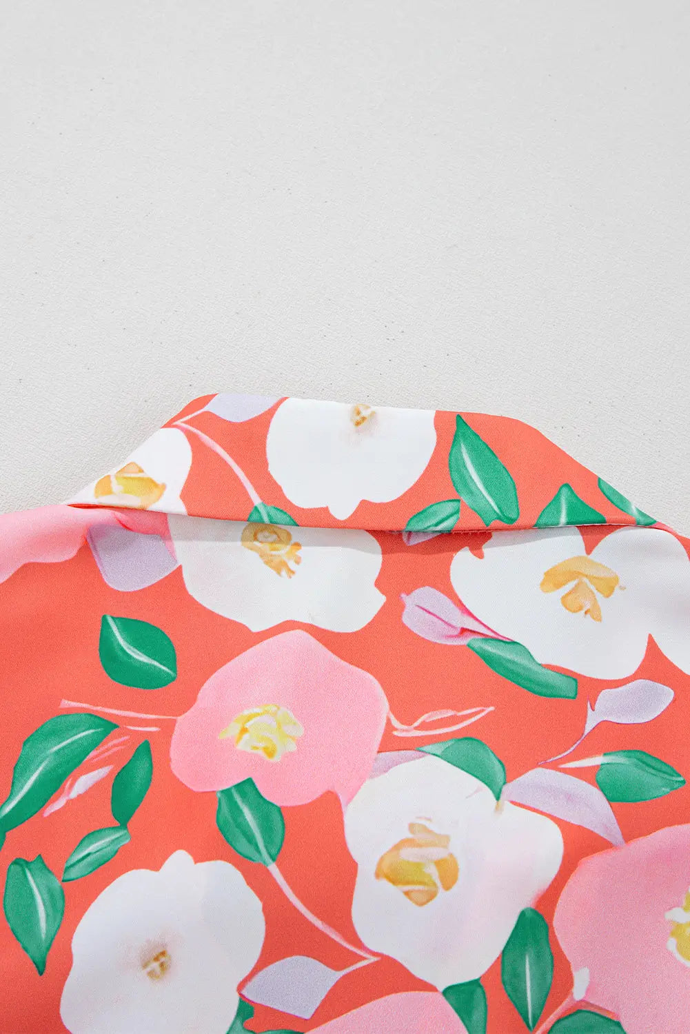 Fresh Salmon Floral Print Contrast Striped Trim Polo Collar T Shirt Dress Dear-Lover Dropshipping