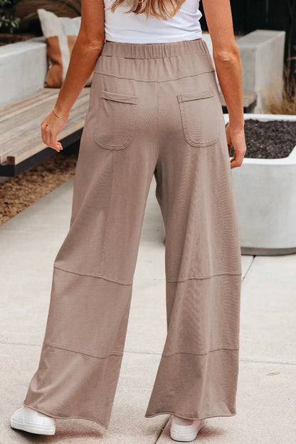 Bonbon Mineral Wash Exposed Seam Drawstring Elastic Waistband Wide Leg Cargo Pants Dear-Lover Dropshipping