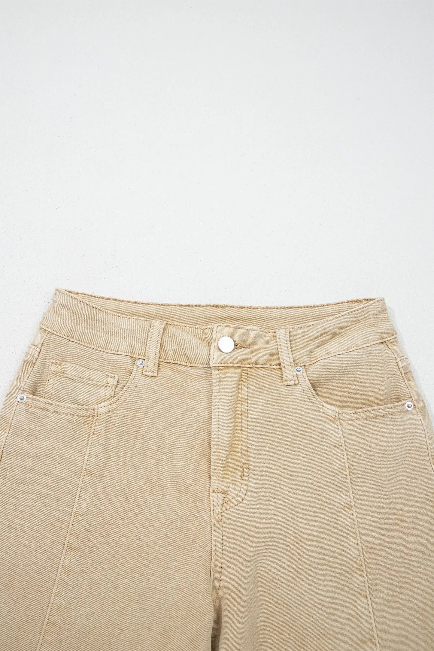 Red Sandalwood Solid Color Seamed Center Wide Leg Cropped Jeans Dear-Lover Dropshipping