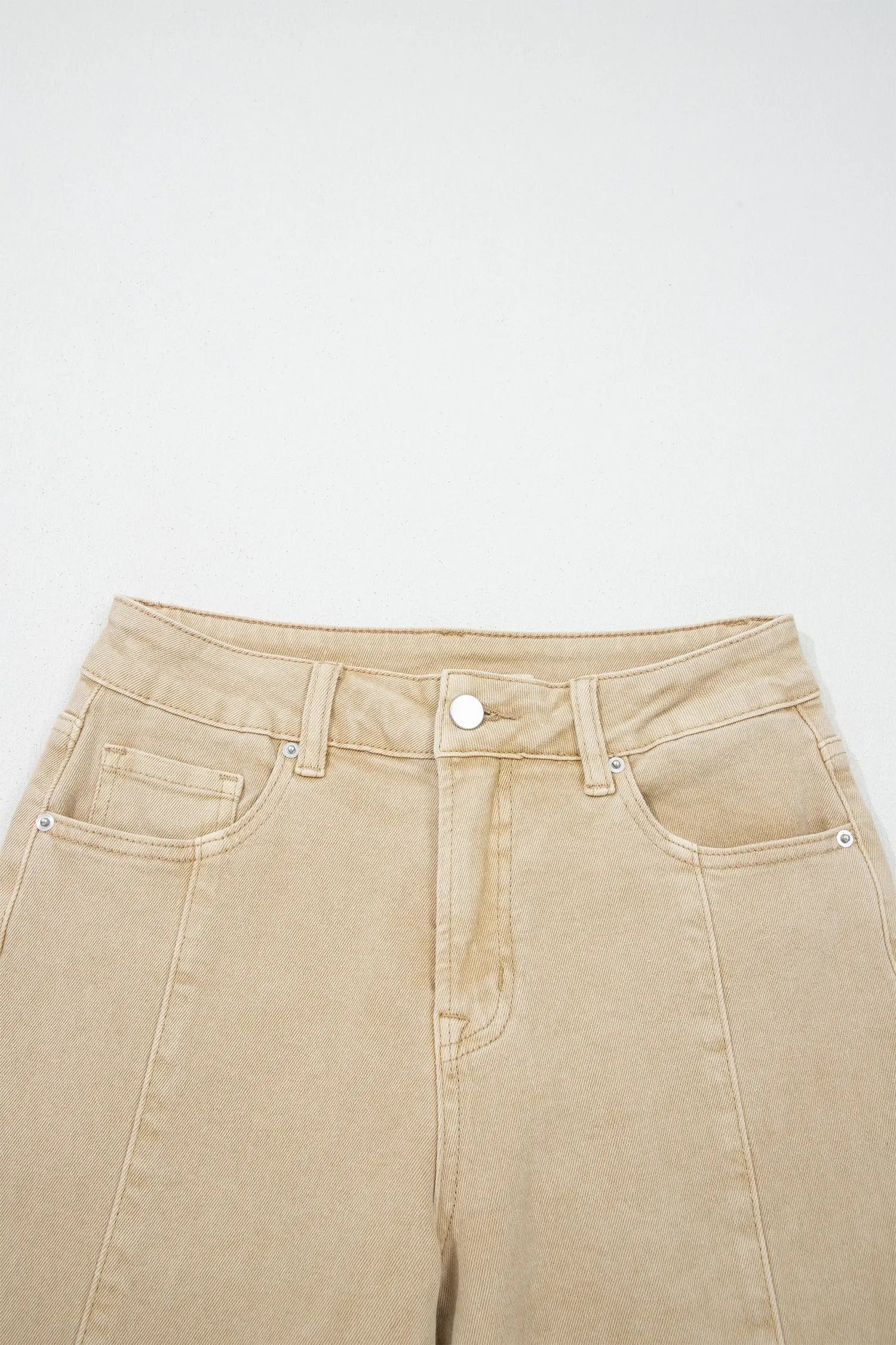 Red Sandalwood Solid Color Seamed Center Wide Leg Cropped Jeans Dear-Lover Dropshipping