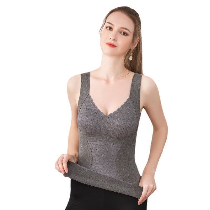 Warm And Hot Base Inner Wear Women's Sling Inner Wear Fleece-lined Warm Vest With Chest Pad For Women