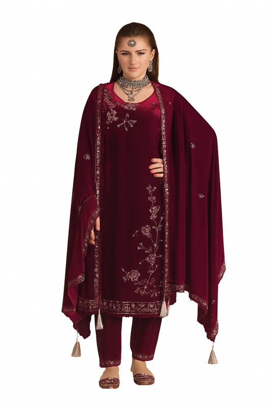 Women Embroidery Kurta Set-Mustard (Size-5XL) | D144