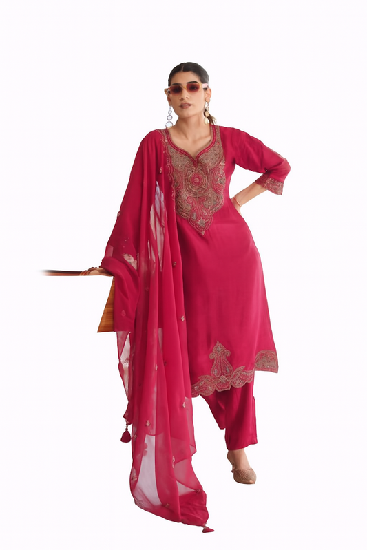 Women Embroidery Kurta Set-Yellow (Size-5XL) | D38