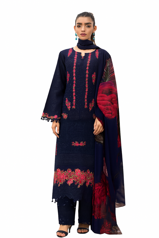Women Embroidery Kurta Set-Purple (Size-XL) | D121