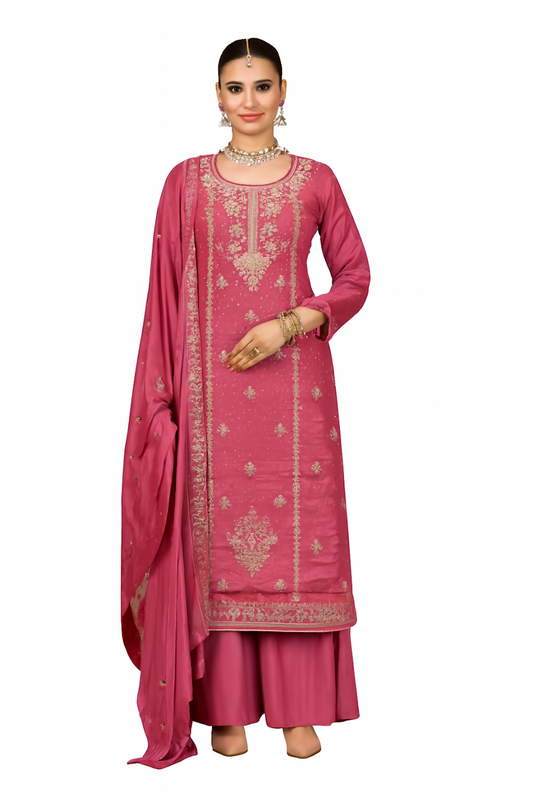Women Embroidery Kurta Set-Pink (Size-4XL) | D20