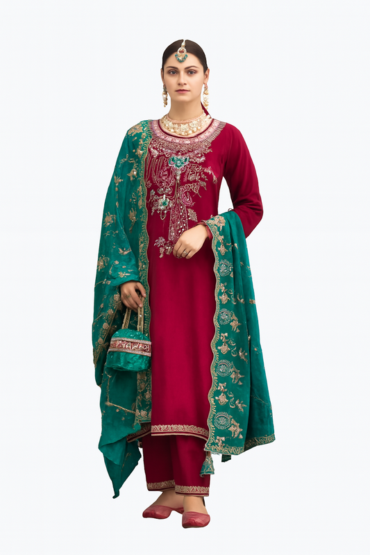 Women Embroidery Kurta Set-Pink (Size-XXS) | D151