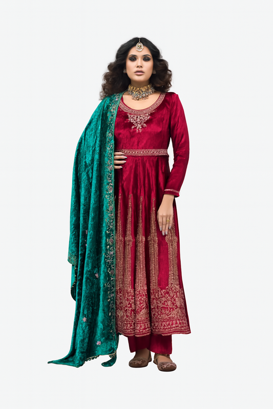Women Embroidery Kurta Set-Rani Pink (Size-4XL) | D127