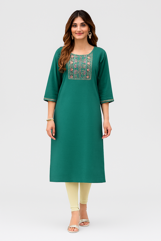 Women Kurta Set-Ocean Green (Size-S) | D12