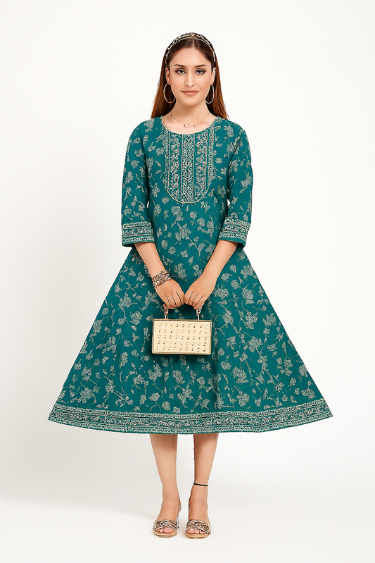 Women Kurta Set-Teal (Size-2XL) | D38