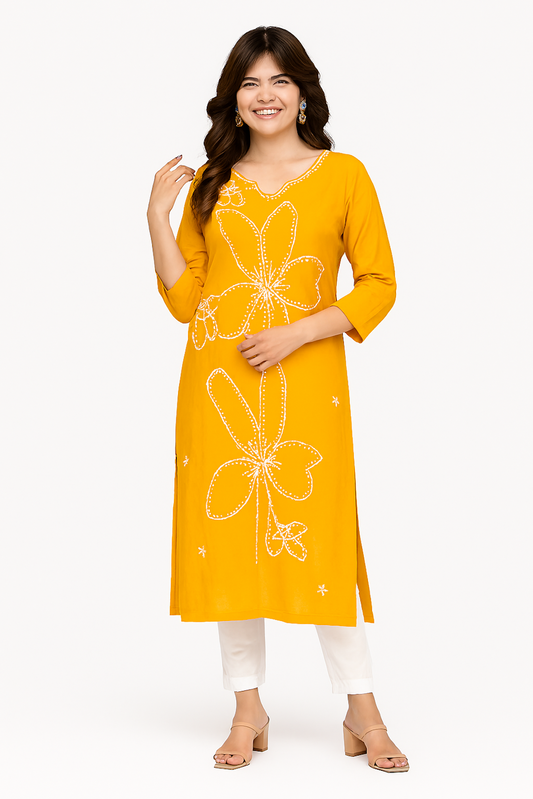 Women Kurta Set-Yellow (Size-S) | D31