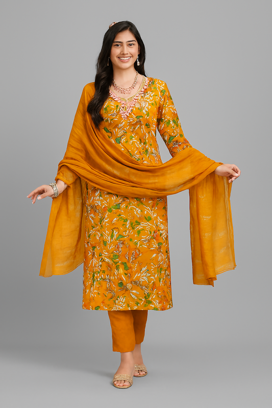 Women Kurta Set-Yellow (Size-XS) | D66