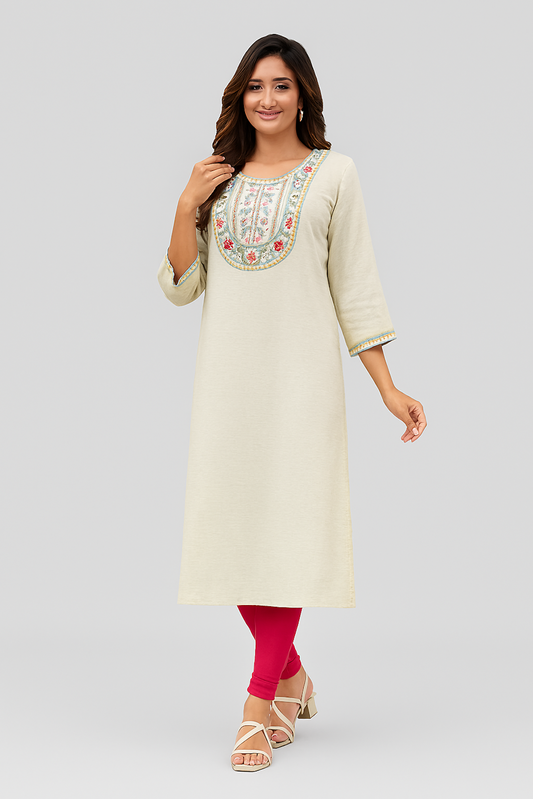 Women Kurta Set-White (Size-M) | D10
