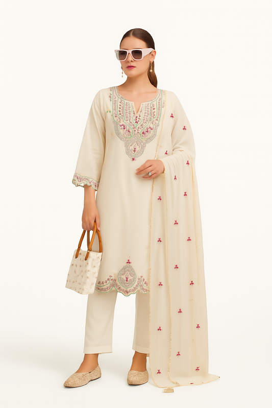 Women Embroidery Kurta Set-Rani Pink (Size-5XL) | D37