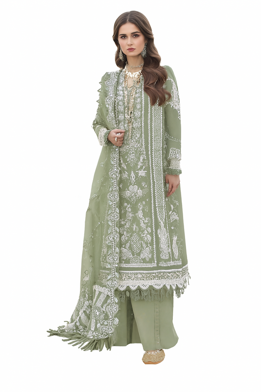 Women Embroidery Kurta Set-Pista (Size-2XL) | D10