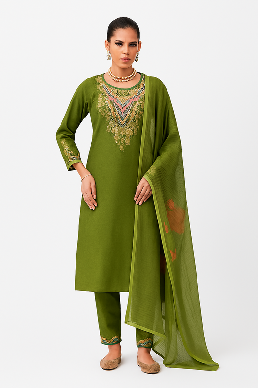 Women Kurta Set-Green (Size-2XL) | D24
