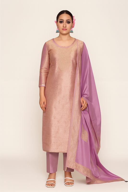Women Embroidery Kurta Set-Peach (Size-XS) | D194