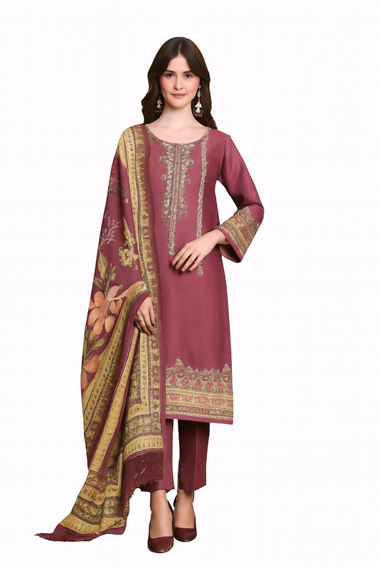 Women Embroidery Kurta Set-White (Size-5XL) | D69