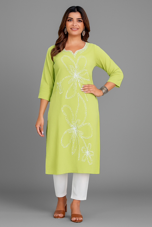 Women Kurta Set-Light Green (Size-L) | D33