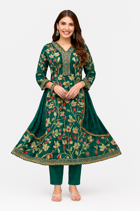 Women Kurta Set-Green (Size-XL) | D19