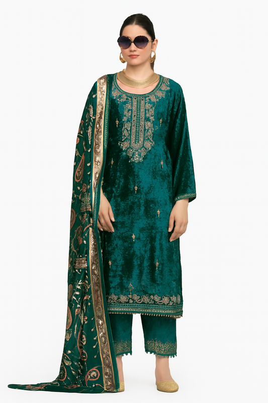 Women Embroidery Kurta Set-Wine (Size-5XL) | D119