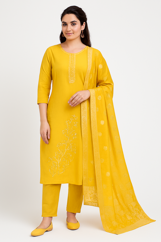 Women Kurta Set-Yellow (Size-XS) | D22