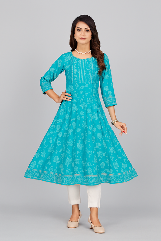 Women Kurta Set-Blue (Size-L) | D72