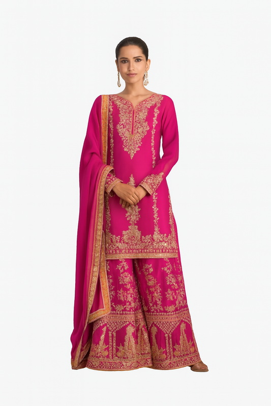 Women Embroidery Kurta Set-Pink (Size-M) | D135
