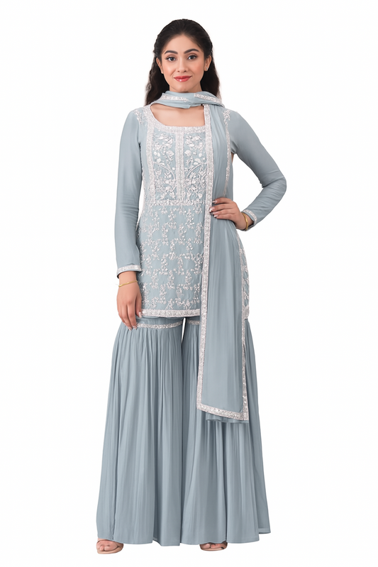 Women Embroidery Kurta Set-Blue (Size-3XL) | D97