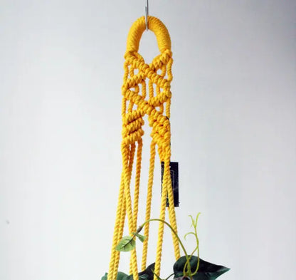Macrame Plant Hanger, Hand Dyed, Hanging Planter Silver Simba